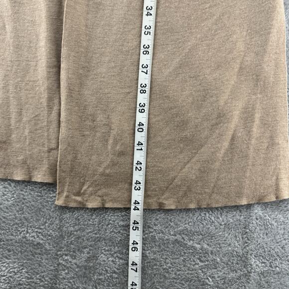 Talbots Sweater Womens L Camel Merino Wool Knit Long Open Front Cardigan V-Neck - Picture 12 of 13